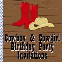 Cowboy & Cowgirl Birthday Party Invitations