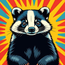 Cute Pop Art Comic book Style Badger