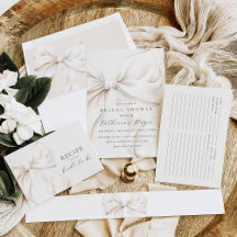 Neutral Beige Bow Bridal Shower