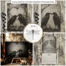 Dark Gothic Black & Tan Raven Couple Wedding