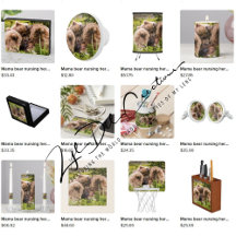 Gifts with mama bear nursing her cubs design