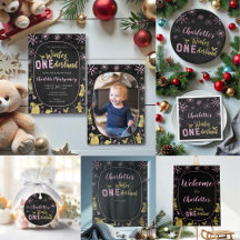 Winter Onederland Glitter Pink Gold Snowflakes