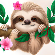 Cute Baby Sloth Hanging in a Tree