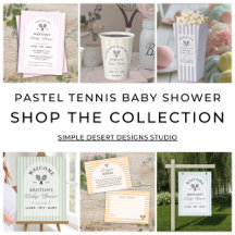 Elegant Preppy Pastel Tennis Baby Shower Themes