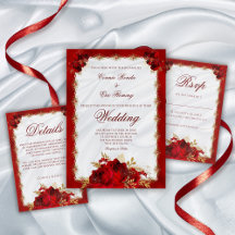 Elegant Red Gold Floral Wedding