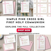 Simple Pink Cross Girl First Holy Communion
