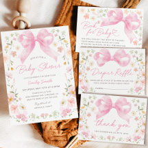 Pink Bow Coquette Floral Baby Shower Collection