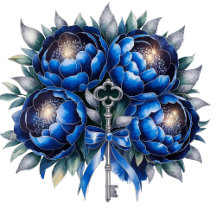 Royal Blue and White Silver Glitter Peony Wedding