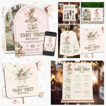 Personalized Pink Fairy First 1st Birthday Party