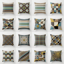 Turkish Blue Umber Brown Mustard Beige Retro Home