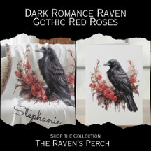 Dark Romance Raven - Gothic Red Roses 