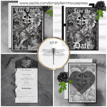 Dark Gothic Black & White Skeleton Couple Wedding