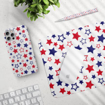 Blue Red And White Stars, White Background