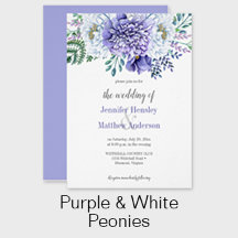 Purple and White Peonies Poppies Greenery