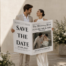 Newspaper Wedding Save The Date