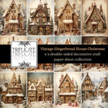 Vintage Gingerbread House Christmas Cardstock