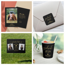 Simple Elegant Black and Gold Graduation Party