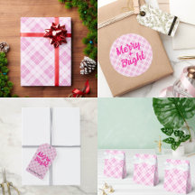 Pink tartan Christmas plaid winter holidays