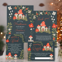 Whimsical woodland mushrooms floral baby shower