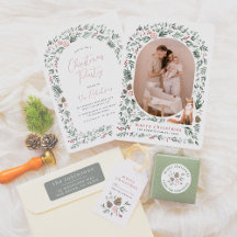 Greenery Arch Watercolor Woodland Christmas 