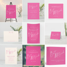 Modern Hot Pink Script Bat Mitzvah Collection