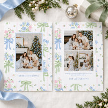 Grand Millennial Pink Blue Floral Christmas 