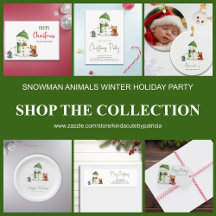 CUTE SNOWMAN ANIMALS WINTER HOLIDAY PARTY SUPPLIES