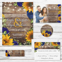 Sunflower and Navy Roses Rustic Fall Wedding