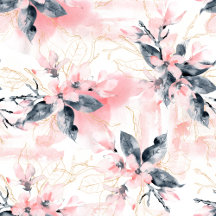 Watercolor Pink Dogwood Flowers, Leaves, & Snakes