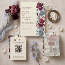 Burgundy and Dusty Blue Iris Wedding Collection