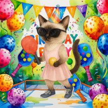 Pickleball Birthday Party for Siamese Cat Lovers