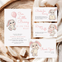 Cute Little Bunny Blush Pink Girl Baby Shower