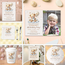 Cute Teddy Bear 4th Birthday Party Celebration