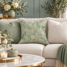 Cottagecore daisies sage dusty green pillows