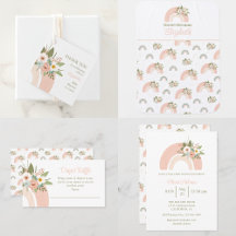 Pink Floral Rainbow Baby Shower Collection
