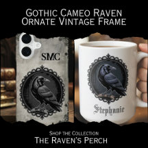 Gothic Cameo Raven - Ornate Vintage Frame
