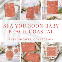 Sea You Soon Terracotta Pink Beach Baby Shower