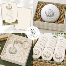 Monogram Crest - Golf Wedding - Sage Green Edition