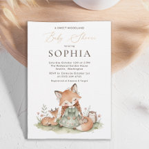 Woodland Fox Girl Baby Shower Collection