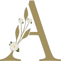 Romantic chic flowers blooming letter A