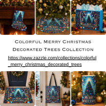 Colorful Merry Christmas Decorated Trees 