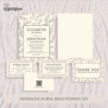Minimalist Floral Beige Wedding Set