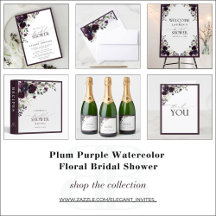 Plum Purple Watercolor Floral Bridal Shower