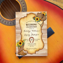 Rustic cowboy boots and hat with sunflowers