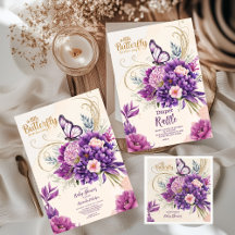 Butterfly Purple Floral Pink Girl Baby Shower 