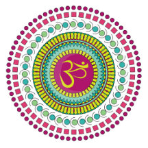 Mandala Yoga Om Pink Green Purple Geometric Design