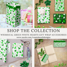 Whimsical Green White Hearts Gift Wrap Accessories