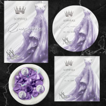 Silver Purple Sparkle Dress Quinceañera Suite