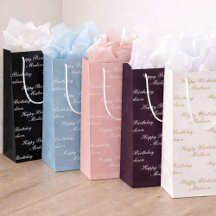 Happy Birthday Script Name Pattern Gift Bags