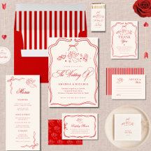 Vintage Hand Drawn Cherub Cupid Red Collection